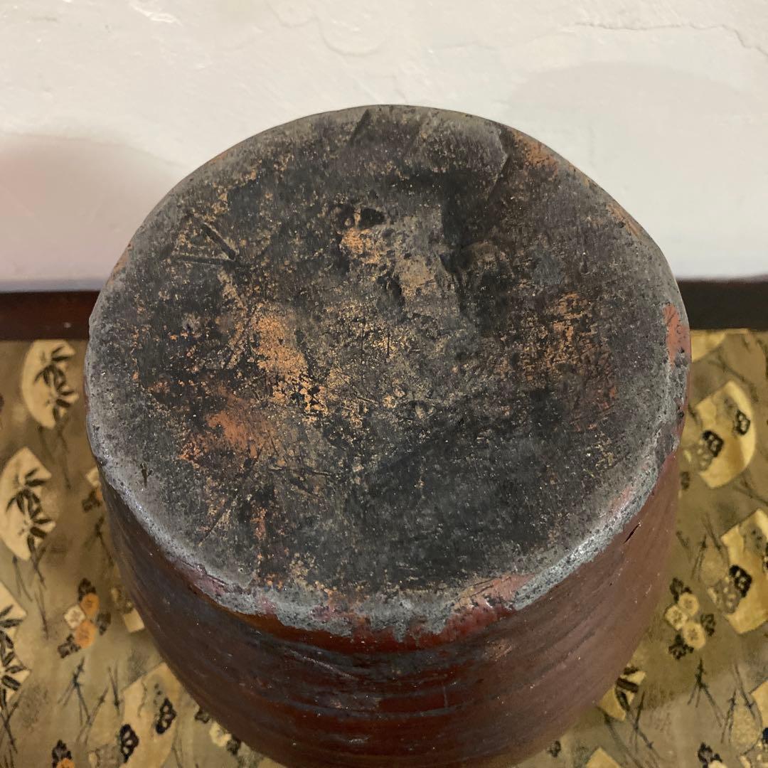 骨董　備前焼　茶壺　葉茶壺　三耳壺