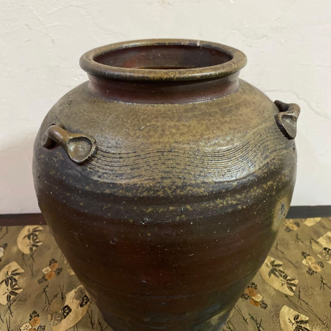 骨董　備前焼　茶壺　葉茶壺　三耳壺