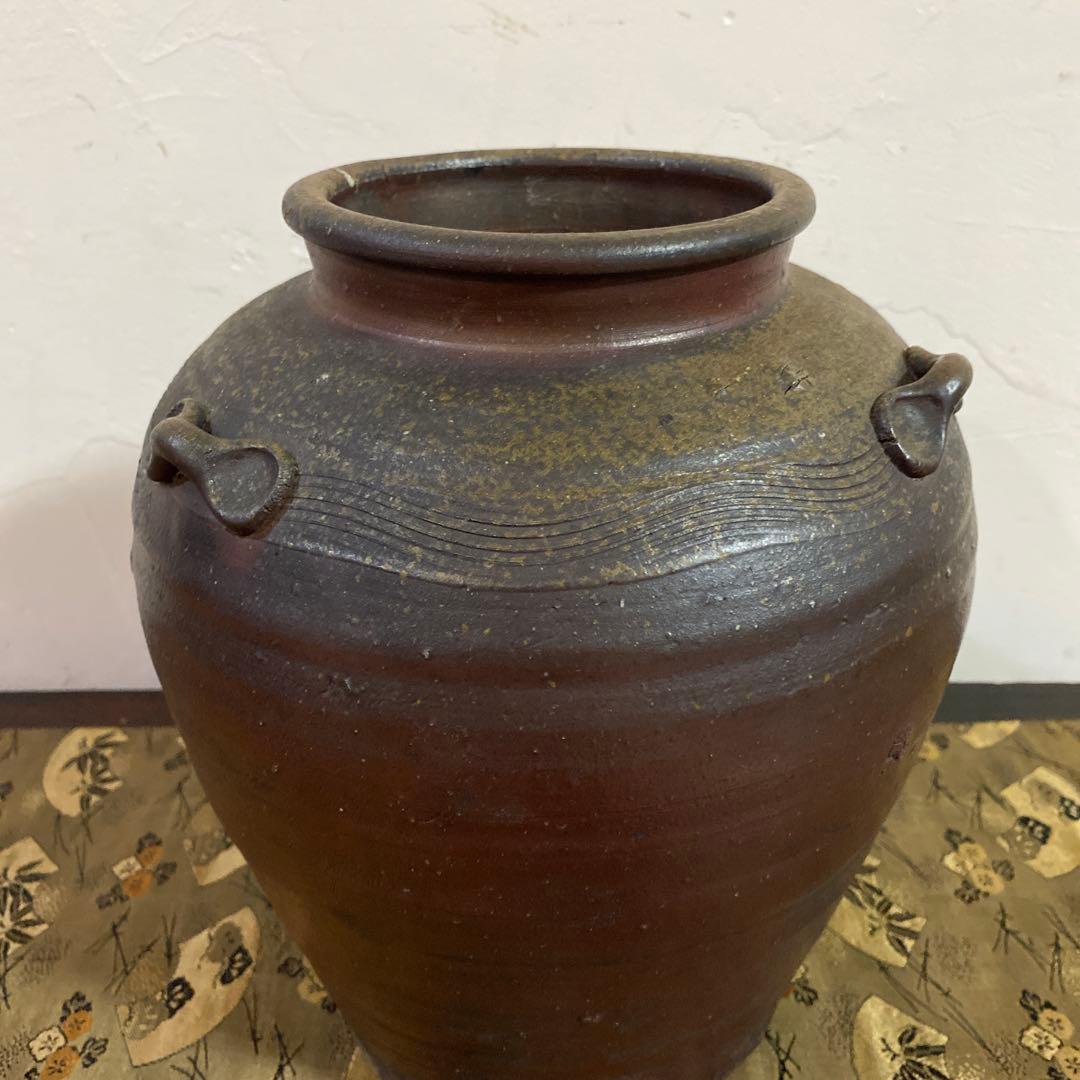 骨董　備前焼　茶壺　葉茶壺　三耳壺