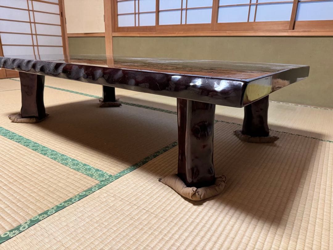 木製座卓 濃い茶色 1350-750-350
