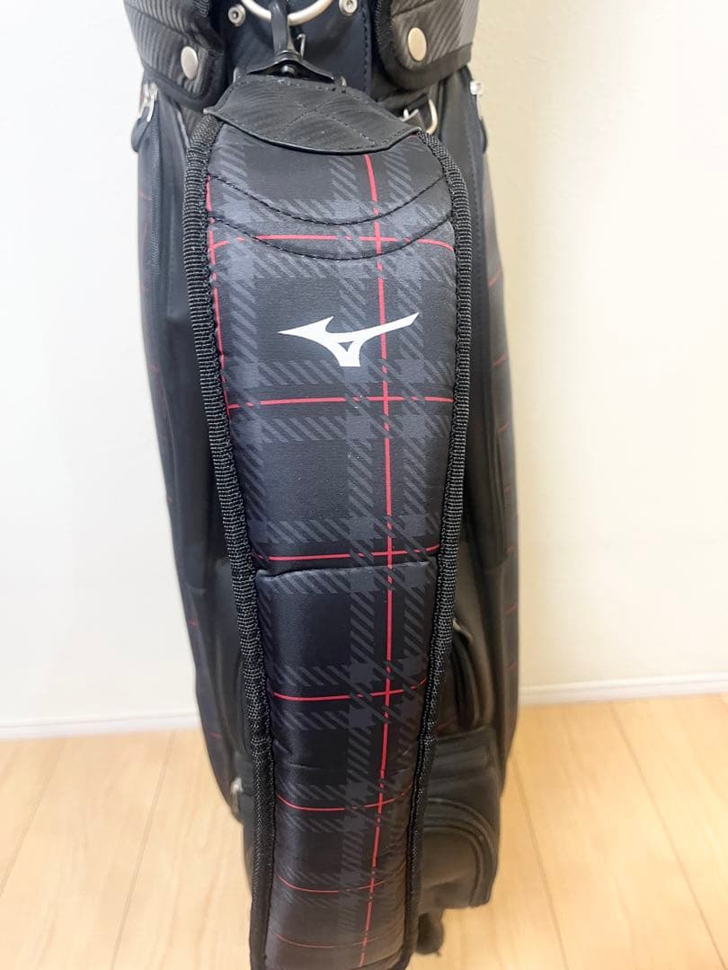 【極美品‼️】Mizuno キャディバッグ 黒　チェック柄　ミズノ　ゴルフ