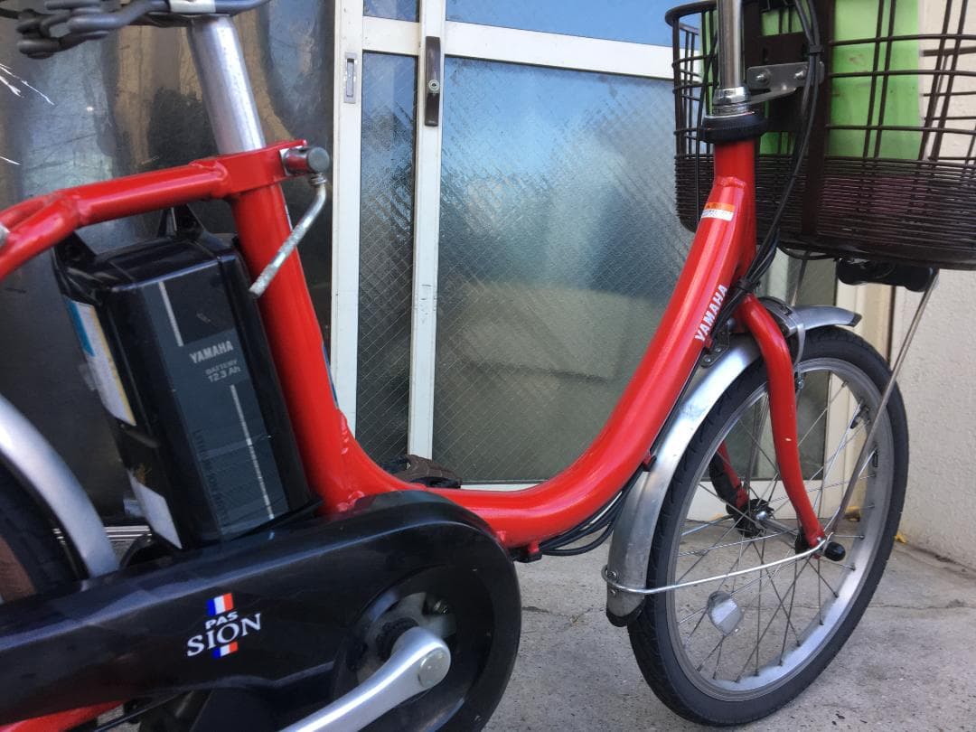 地域限定送料無料　パス　シオン　12,3AH　軽量車　赤　神戸市　電動自転車