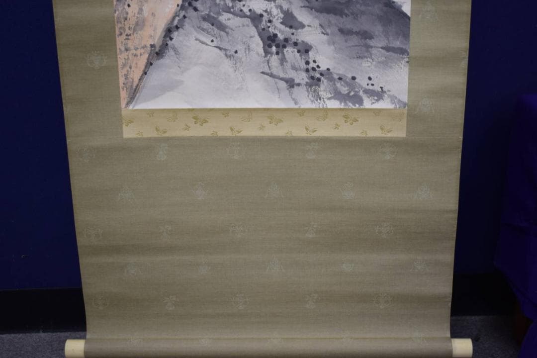 真作/野田九浦/梅花山水図/布袋屋掛軸HI-379