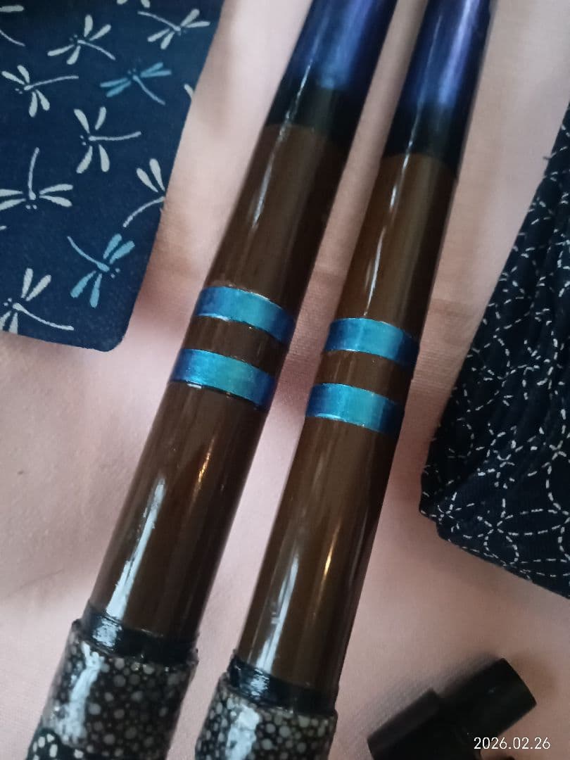 凱カーボン1本半竿掛ブルーメタ鮫皮&綾形カスタム・へら竿へら鮒ヘラザオへら竿掛け
