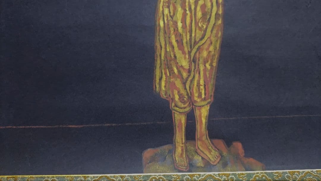 ご希望額まで値下げ～@ 紺色金泥の仏画『阿修羅王』 肉筆掛軸 仏教美術