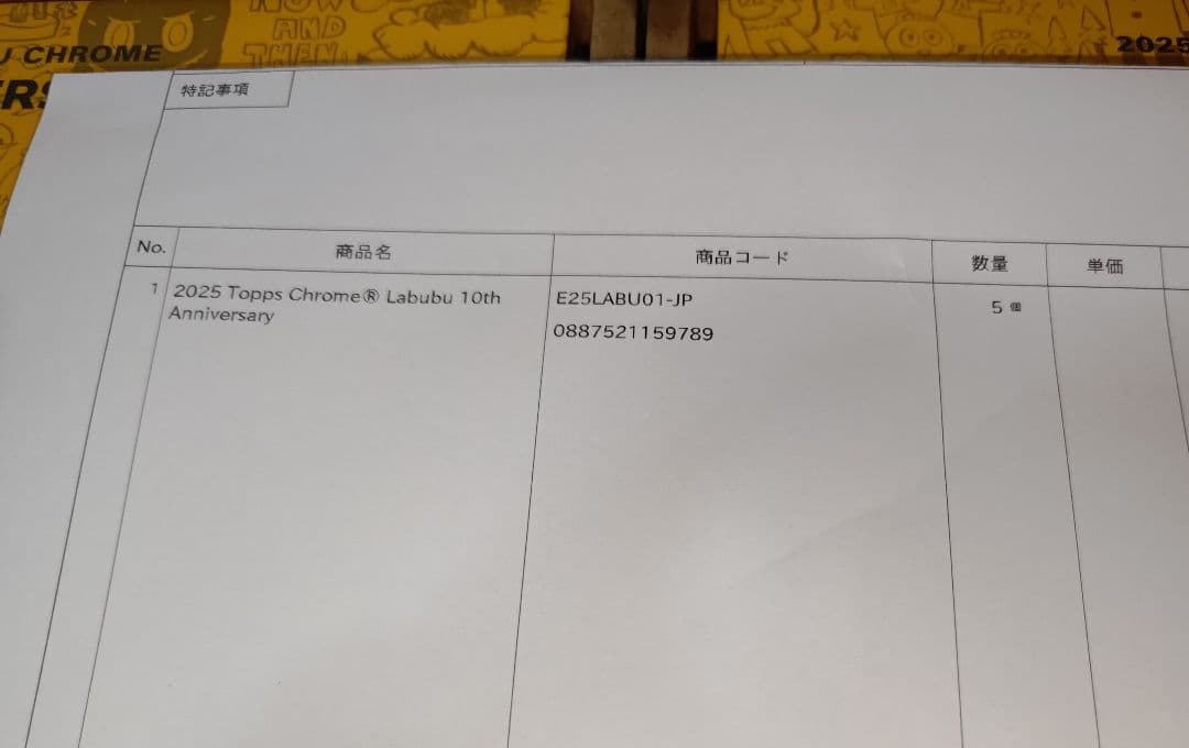 新品未開封 Topps Chrome labubu 10周年記念BOX ラブブ