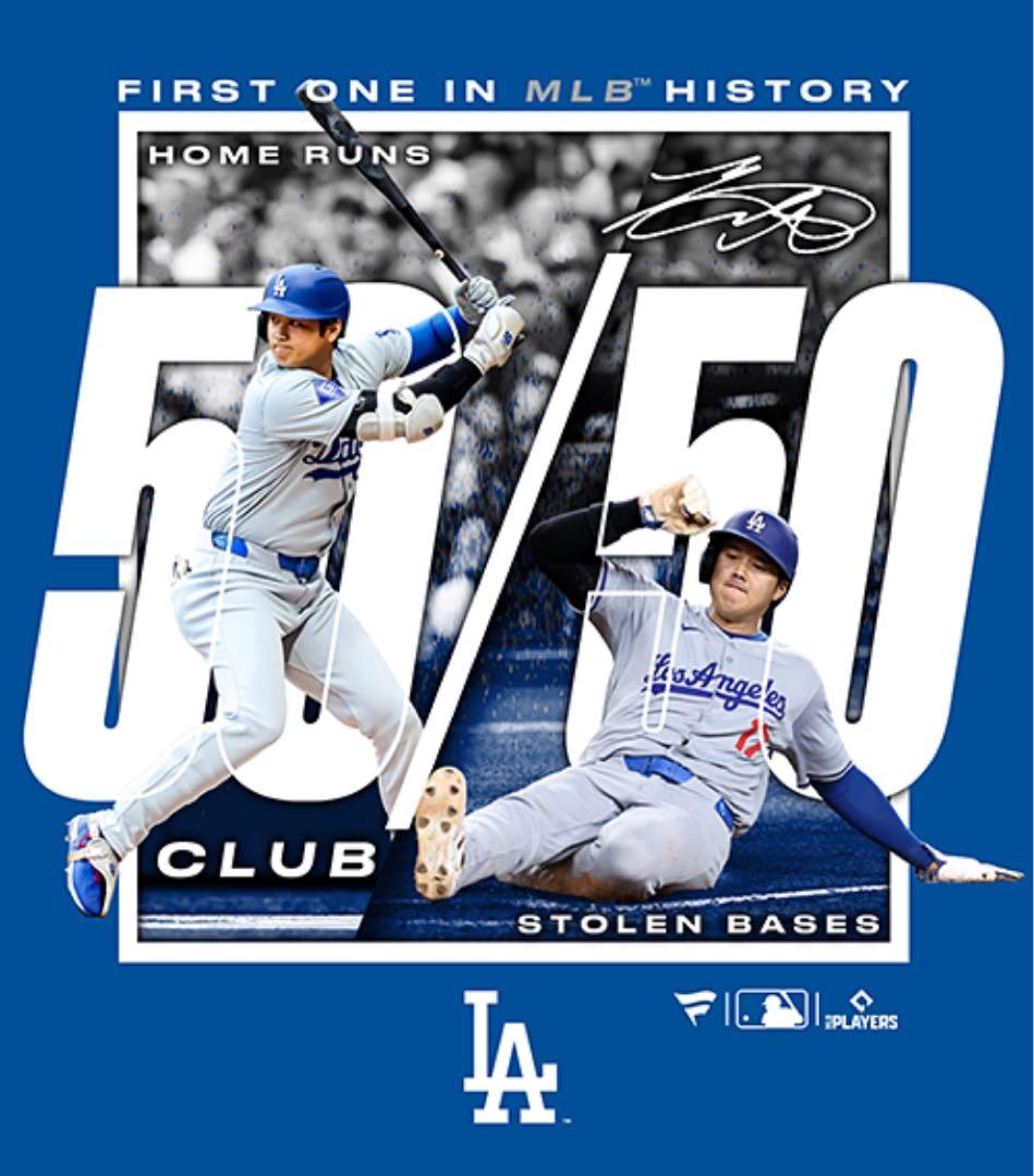 大谷翔平 50-50 Tシャツ(未開封)ブルー(メンズXL) 日本正規代理店商品