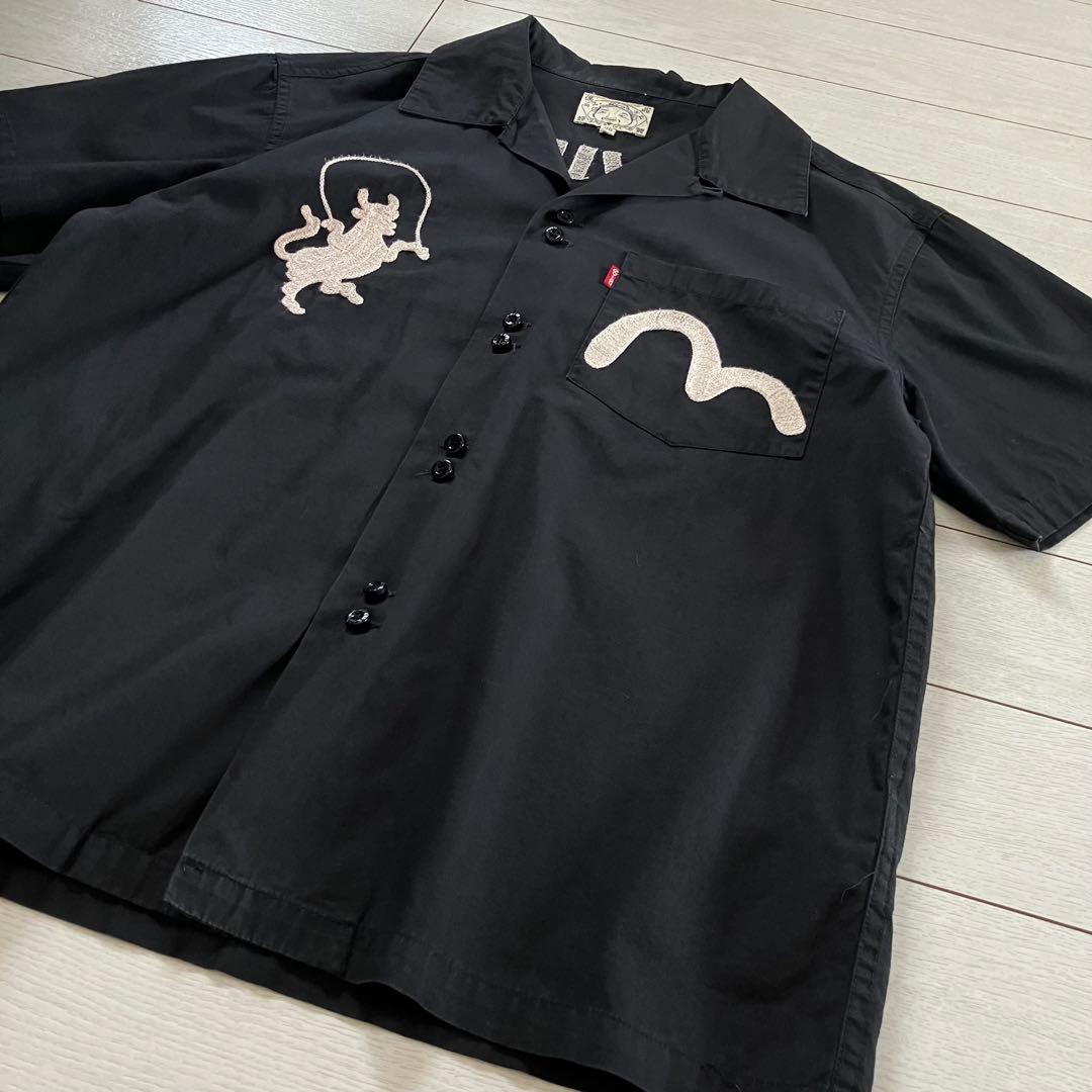 レア美品✨オープンカラー エヴィス 開衿 ボウリングシャツ 半袖 刺繍