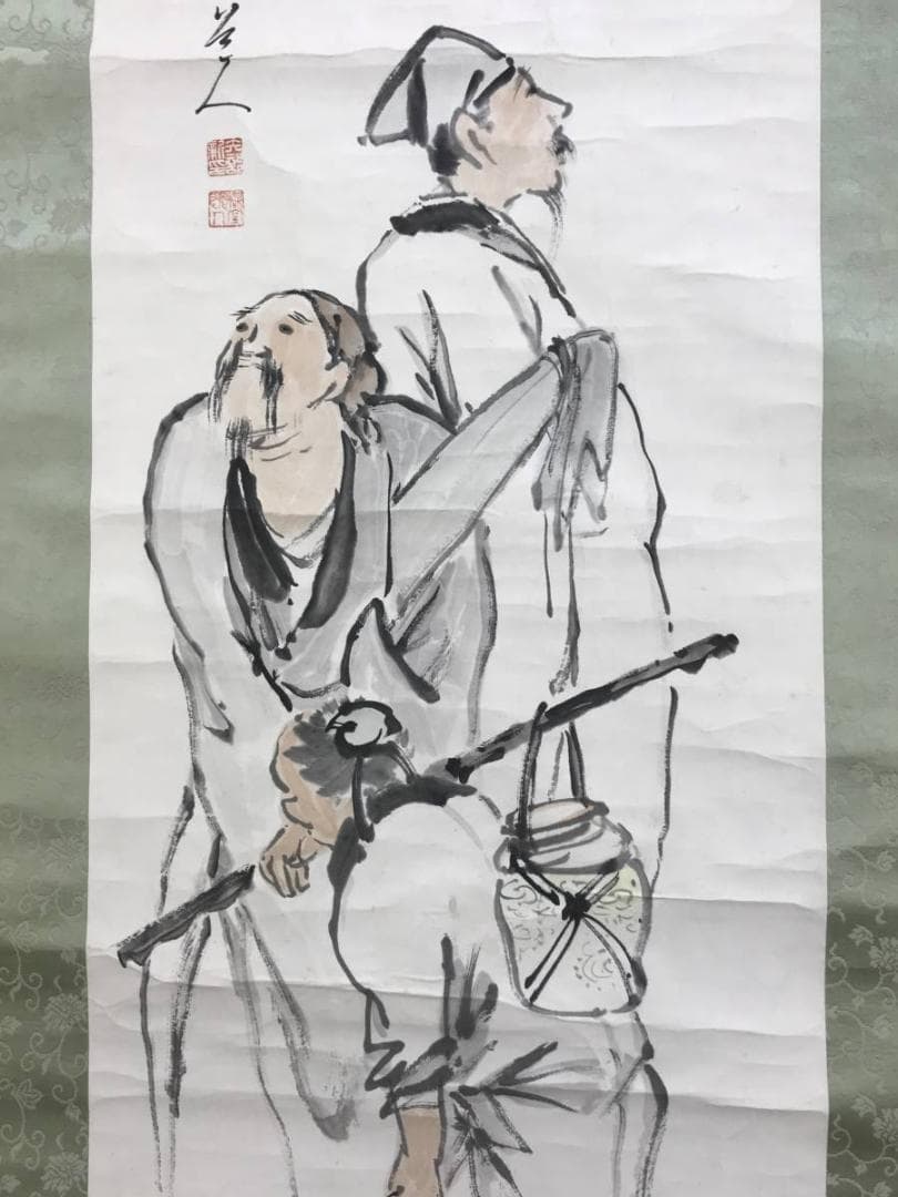真作/矢部楳堂/人物図/掛軸/名家伝来AE-363