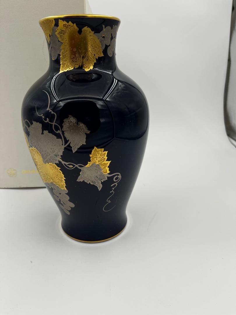 大倉陶園　葡萄　28cm 花瓶 中古品