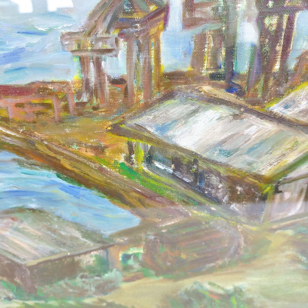 油彩画　港図　洋画　風景画　作者不詳