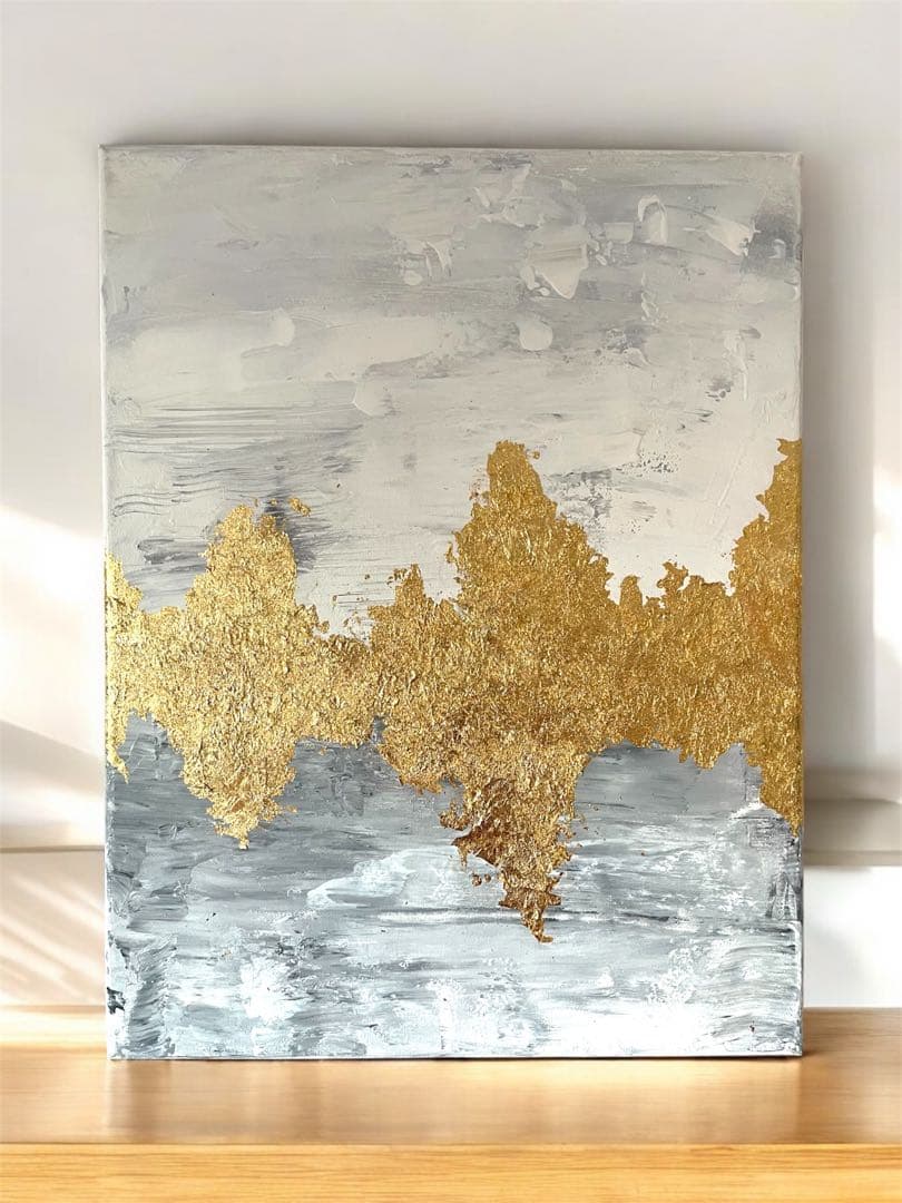抽象アクリル画 金箔アート