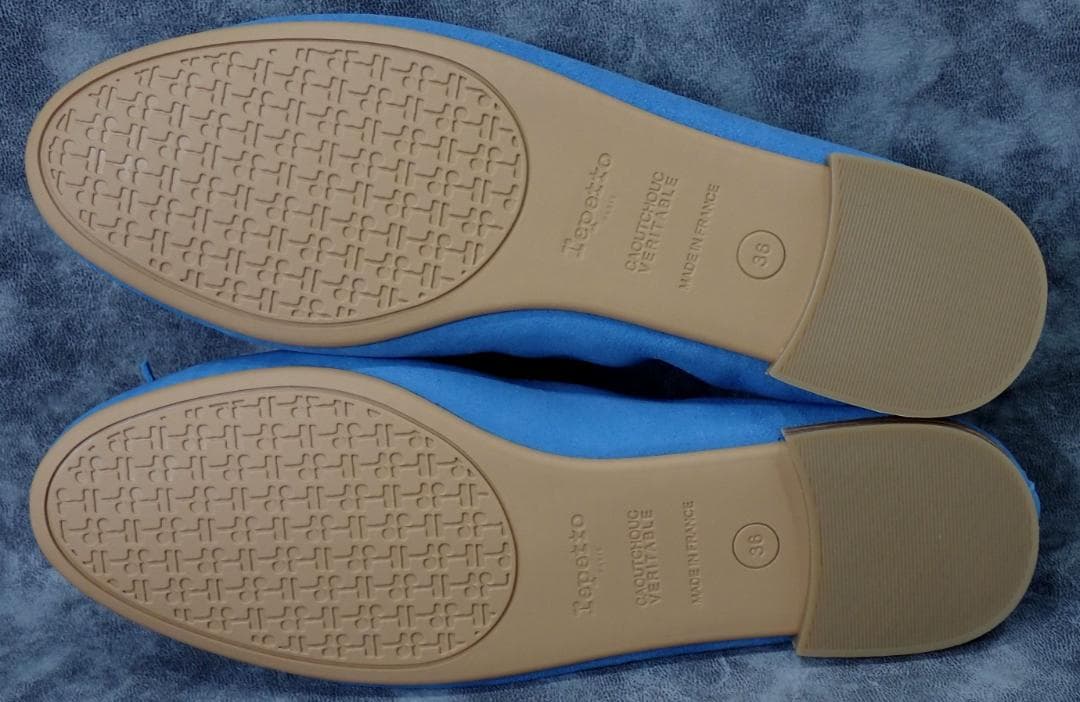 新品 repette レペット レザー フラットシューズ 36 ブルー 箱付き
