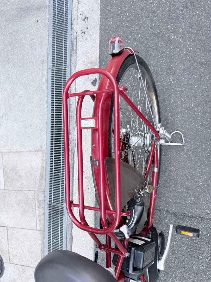 大阪府　ヤマハ　赤 電動アシスト自転車 前カゴ付き