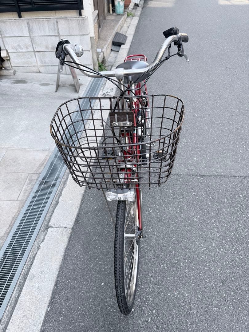大阪府　ヤマハ　赤 電動アシスト自転車 前カゴ付き