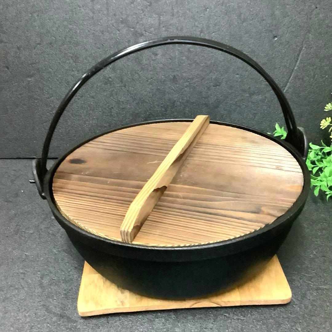 【新品・未使用】イシガキ『粋　宝健鍋・いろり鍋27㎝』鍋敷き・玉杓子付