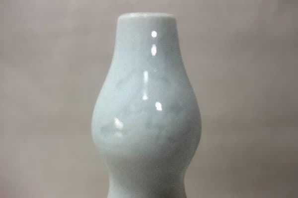 高麗 青磁 瓢形 鶴文 徳利 花生 李朝 骨董 共箱