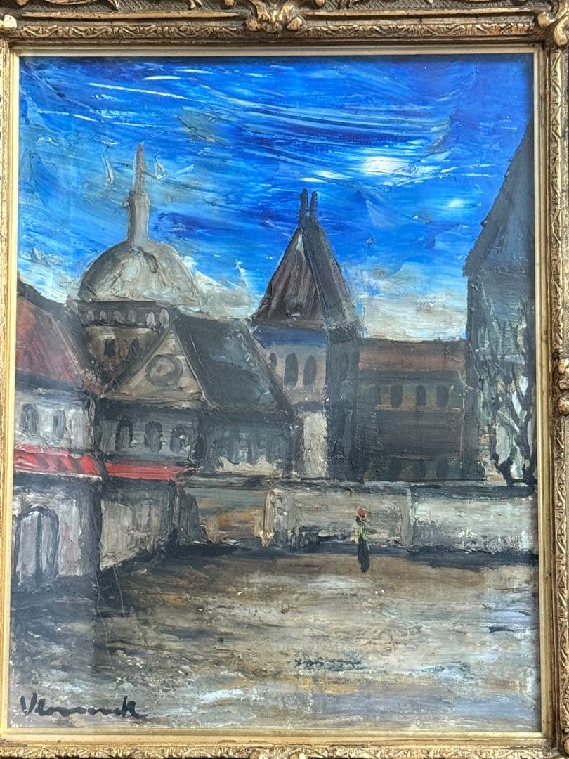 モーリス・ヴラマンク【村の教会 】Vlaminck 模写油彩画 F6サイズ