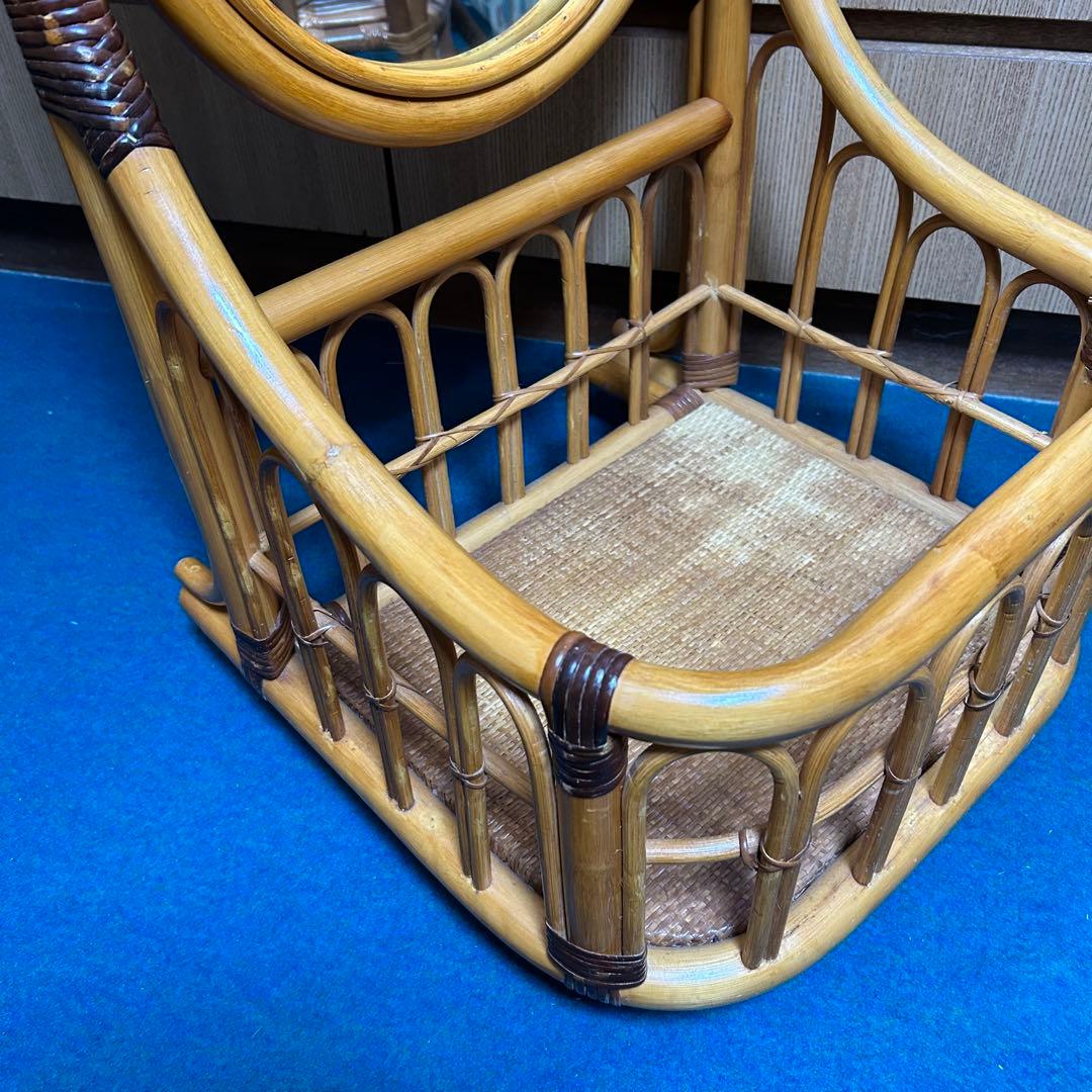 ラタン　籐　スタンドミラー
