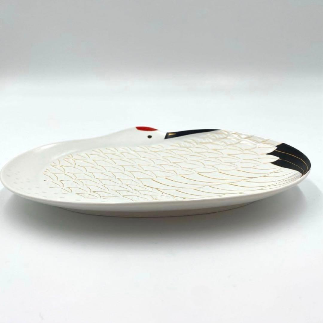 【新品】有田焼幸楽窯　錦雪衣金羽根鶴大盛皿　24cm 縁起物