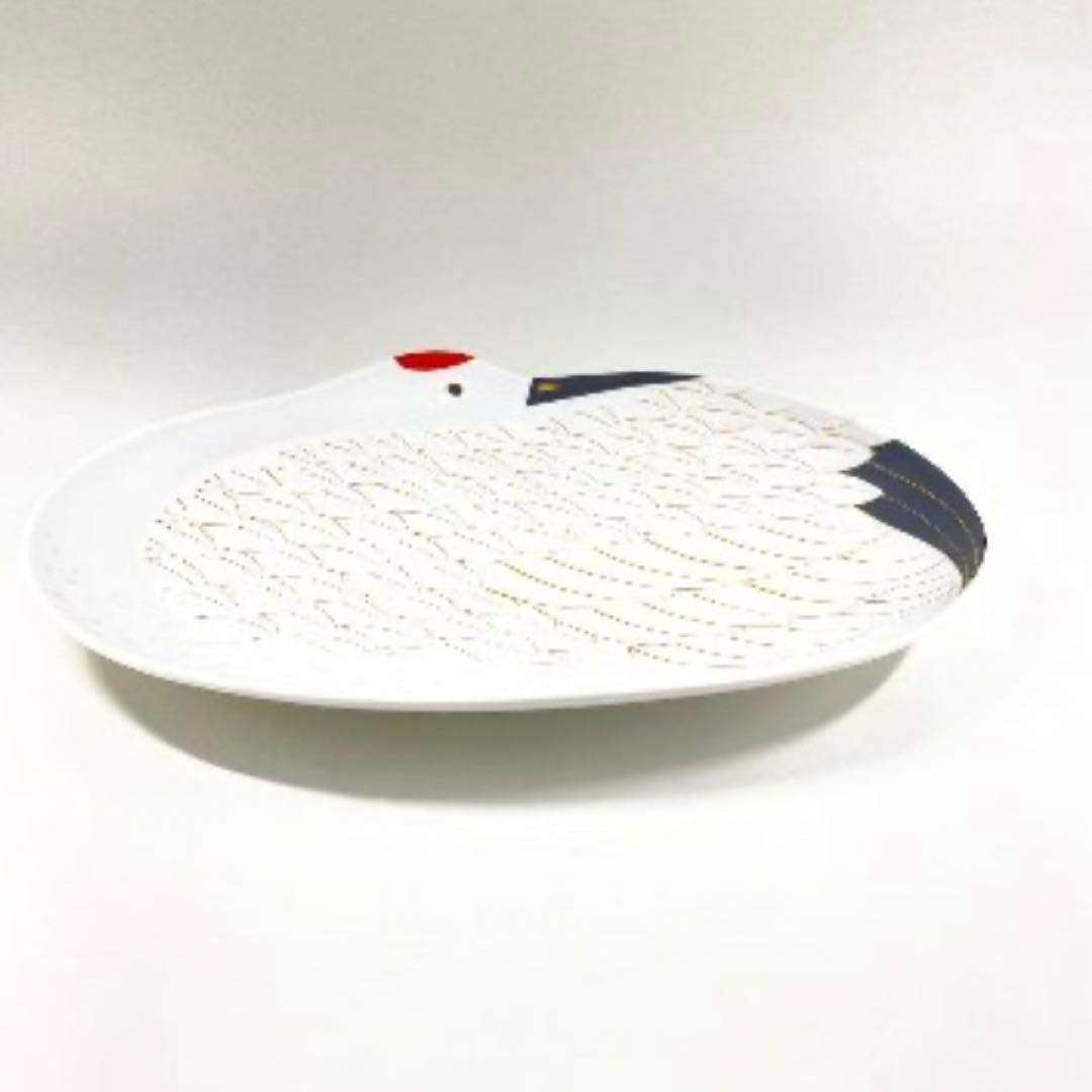 【新品】有田焼幸楽窯　錦雪衣金羽根鶴大盛皿　24cm 縁起物