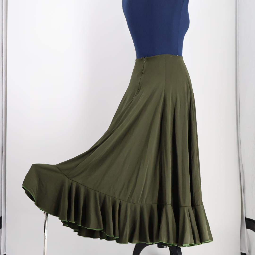 【美品 フラメンコ衣装】カーキ MARIA ROSA ファルダ ボランテ 緑