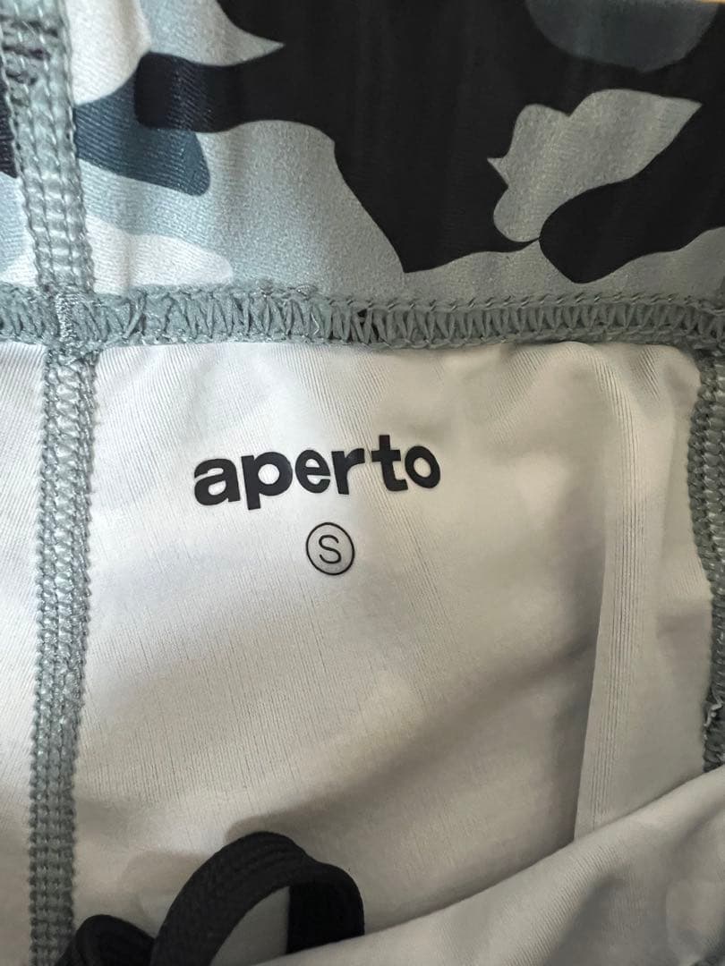 aperto メンズ 全昇華アドバンスタイツ ブラックカモ柄