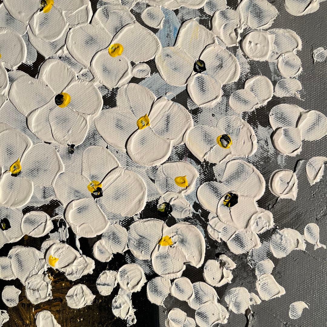 手書き油絵 花瓶の花 額付き 絵画 インテリア 油彩画