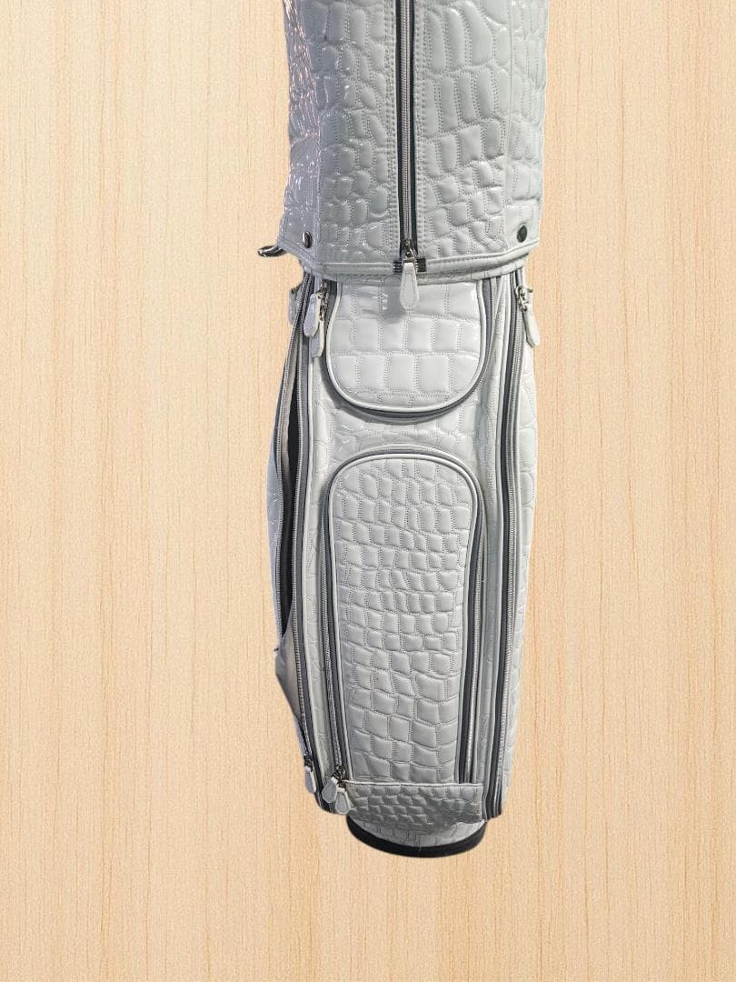 送料無料/超美品　OWL クロコダイル風エナメルキャディバッグwhite