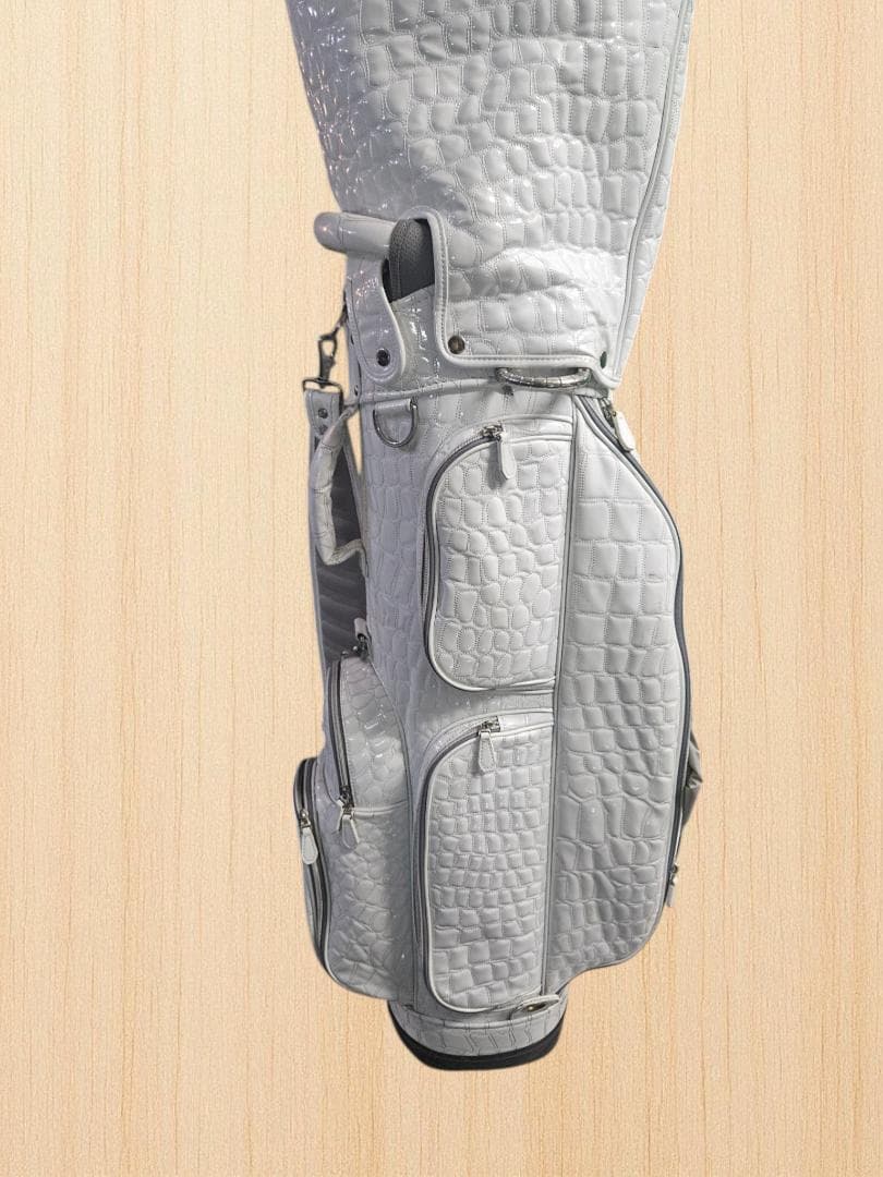 送料無料/超美品　OWL クロコダイル風エナメルキャディバッグwhite