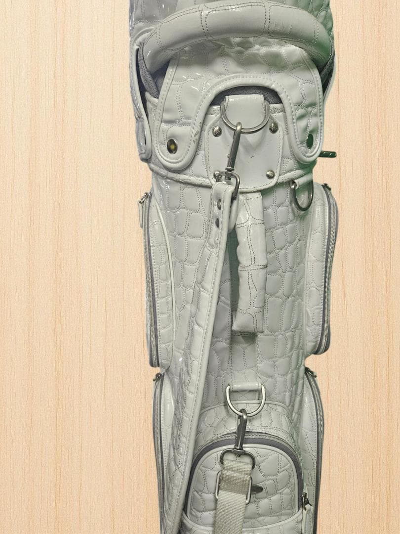 送料無料/超美品　OWL クロコダイル風エナメルキャディバッグwhite