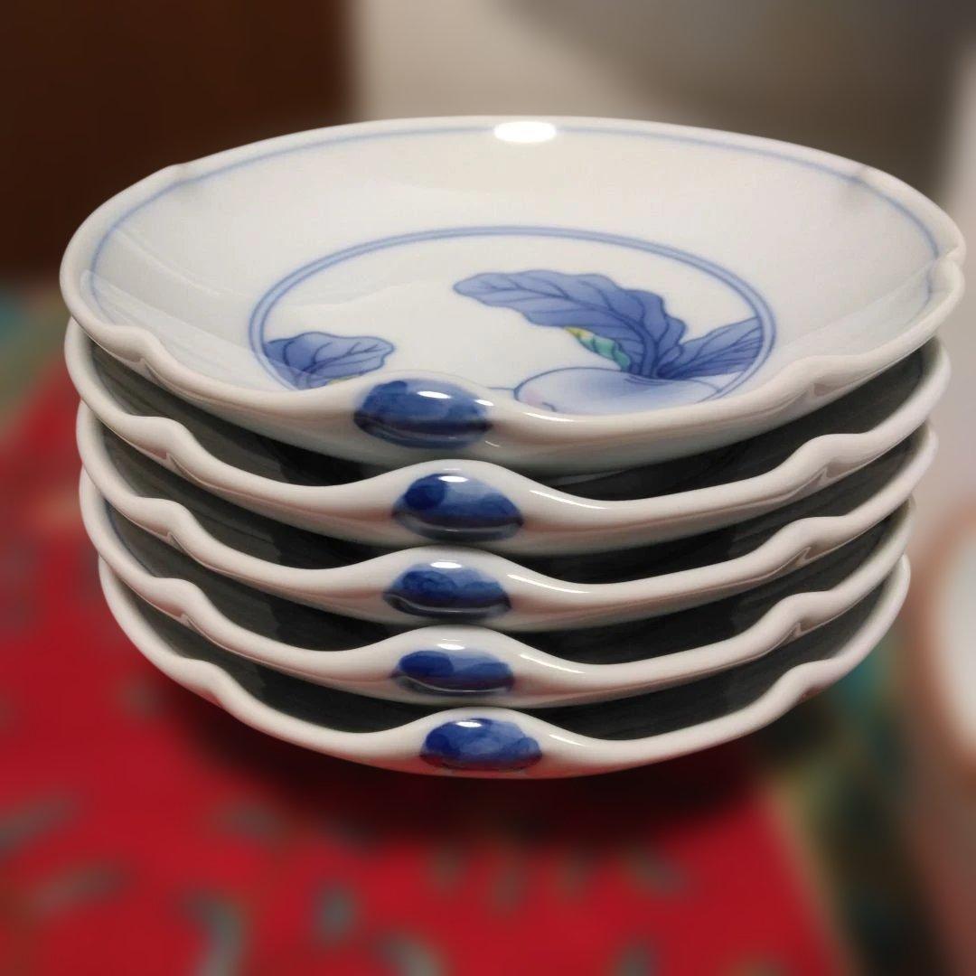 新品　華山窯　かぶ絵　浅鉢1客　小鉢5客　　計6客　手描き　箱有り
