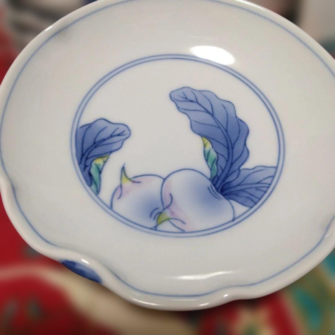 新品　華山窯　かぶ絵　浅鉢1客　小鉢5客　　計6客　手描き　箱有り