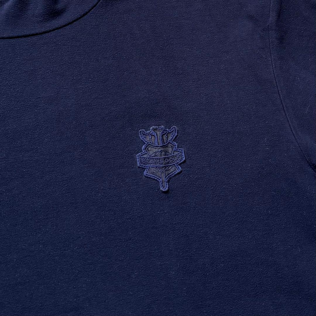 BEAMS GOLF パープルレーベル ハイネック長袖シャツ 微起毛ロゴワッペン