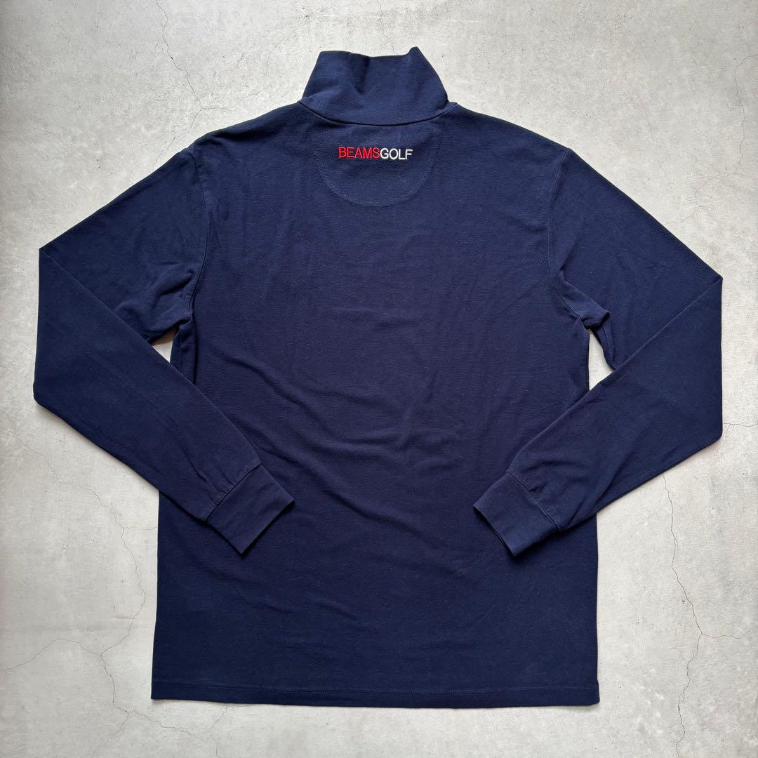 BEAMS GOLF パープルレーベル ハイネック長袖シャツ 微起毛ロゴワッペン