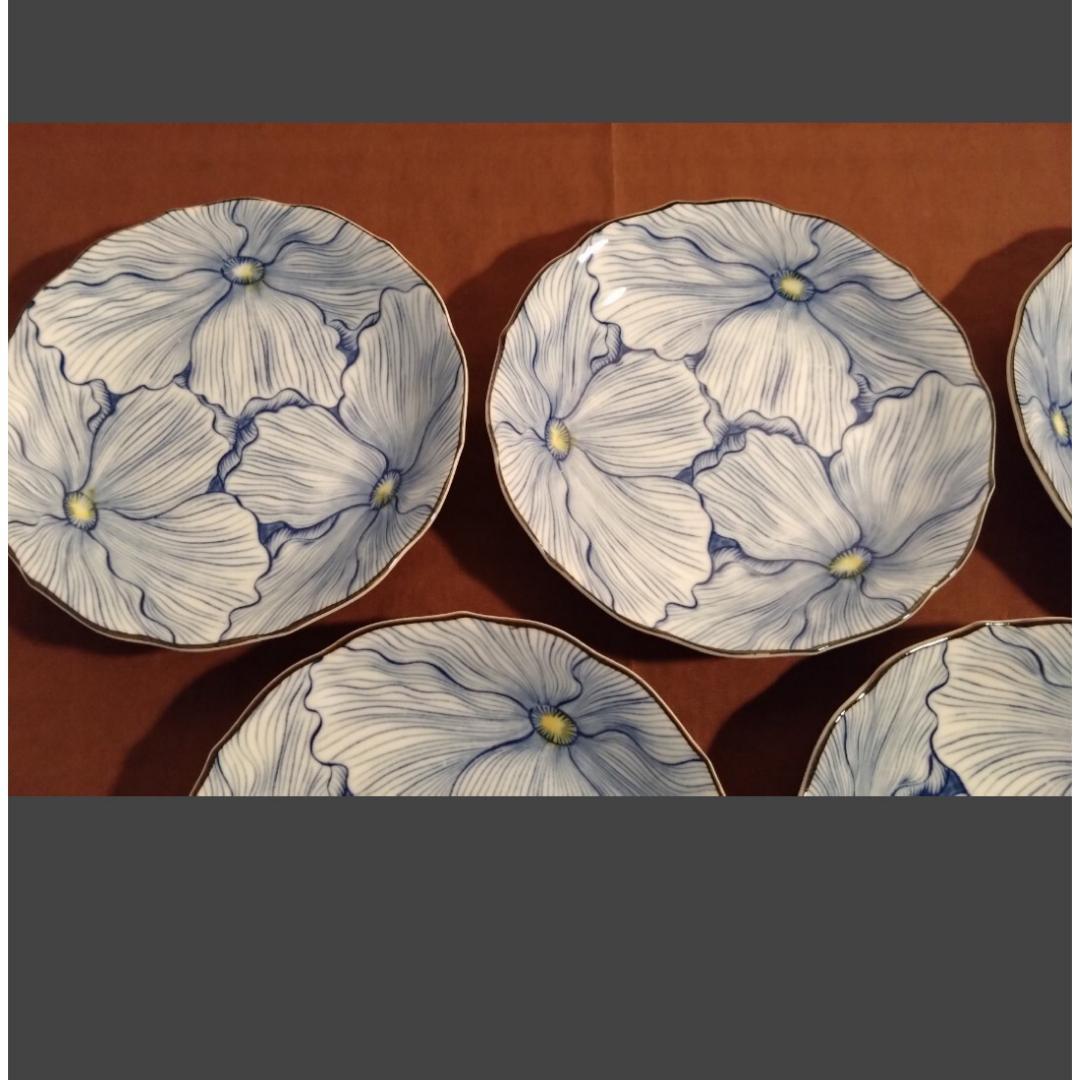 古伊万里 伊万里 色絵 華の 図 蔵出し 菓子皿 ５客揃え