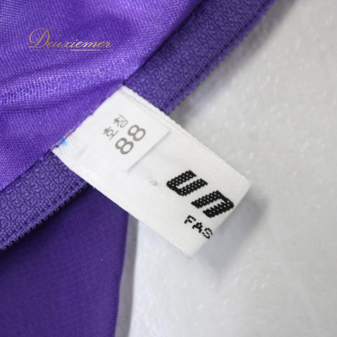 【美品 社交ダンス衣装】ワンピース ドレス un×Ⅱ 紫 パープル 派手 ラメ