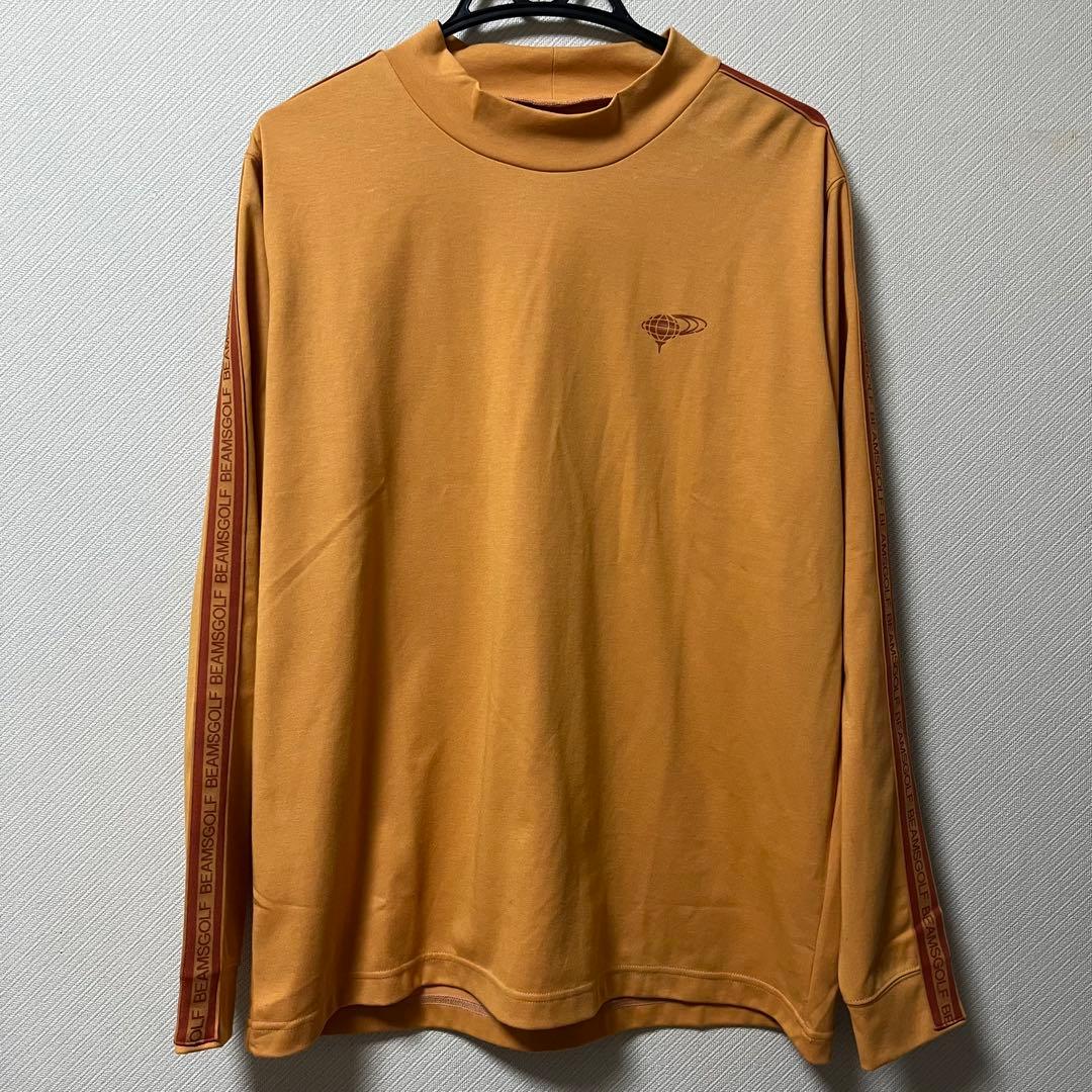 新品 BEAMS GOLF 長袖 ラインロゴ モックネック オレンジ