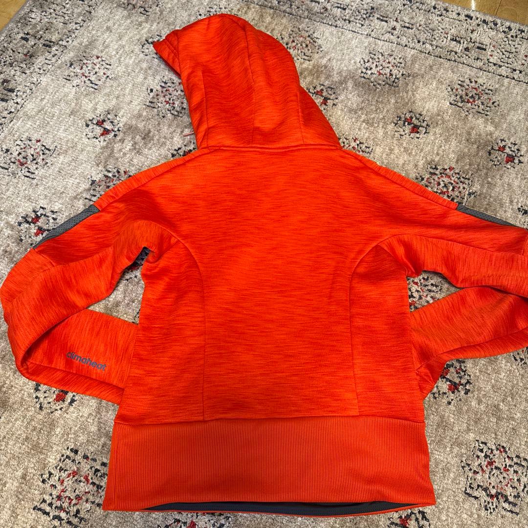 adidas フード付きジャージ上下セット オレンジ　裏起毛　Sサイズ