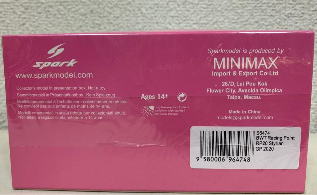 1/43 BWT Racing Point RP20 S.ペレス