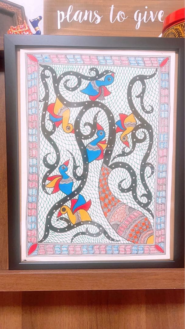 マドゥバニ（ミティラー）ペイント＜アニマル＞　28 cm×38cm 大サイズ