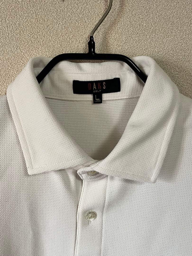 DAKS(ダックス) ☆メンズ長袖ポロシャツ　ホワイト Lサイズ