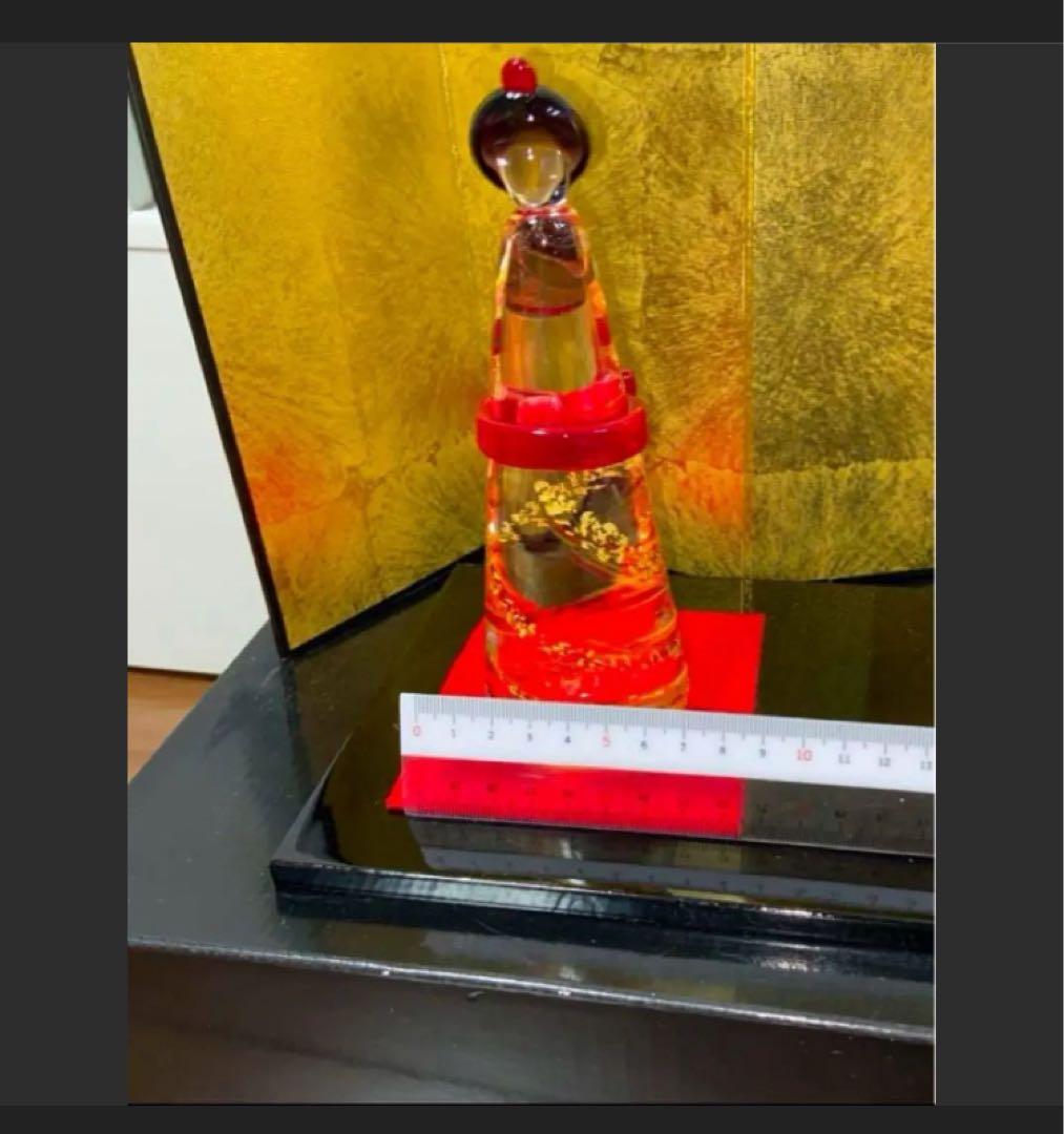 【定価10万相当・特大30cm】ガラス製 雛人形 屏風・台座付 極美品