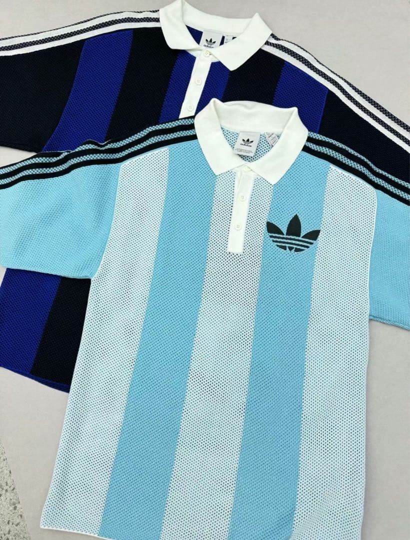 新品2XL Adidas ショートスリーブ ポロシャツJL5976 スカイブルー