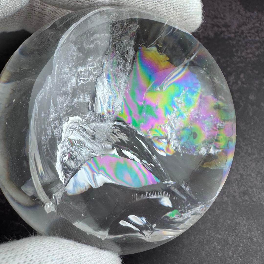 M-29虹入り水晶丸玉　水晶スフィア　天然石　クリスタル　アイリスクォーツ