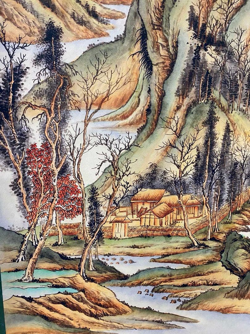 白雪石 山林幽居图 中国画 掛け軸 水墨画 和室 玄関 茶室 壁掛け 美術品
