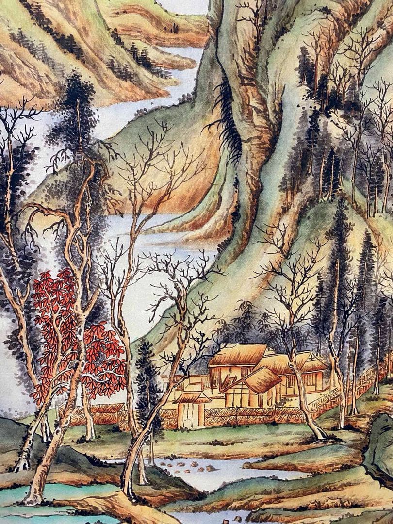 白雪石 山林幽居图 中国画 掛け軸 水墨画 和室 玄関 茶室 壁掛け 美術品