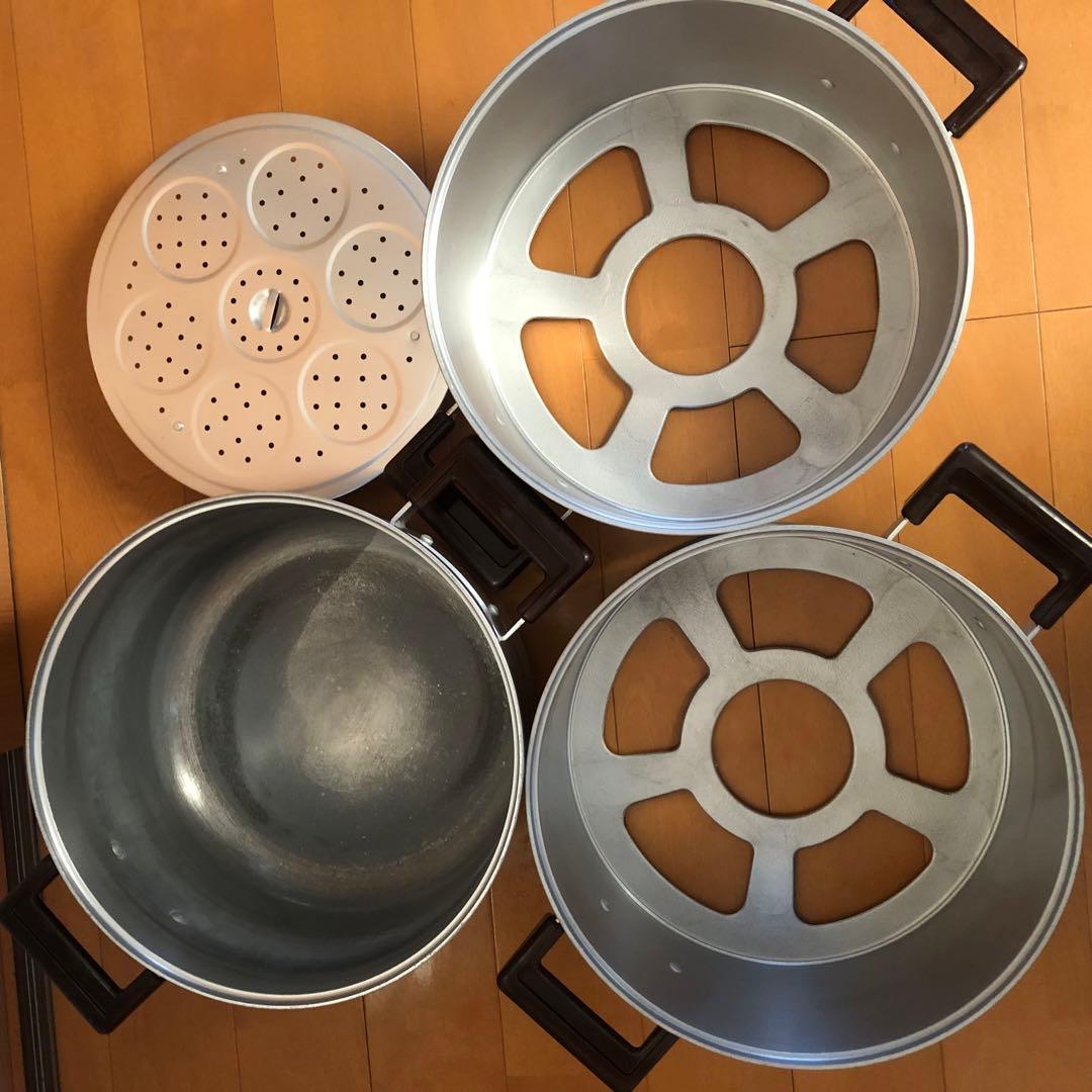 【中古】ホクアベスト デラックスセイロ アルミ製 2段蒸し器