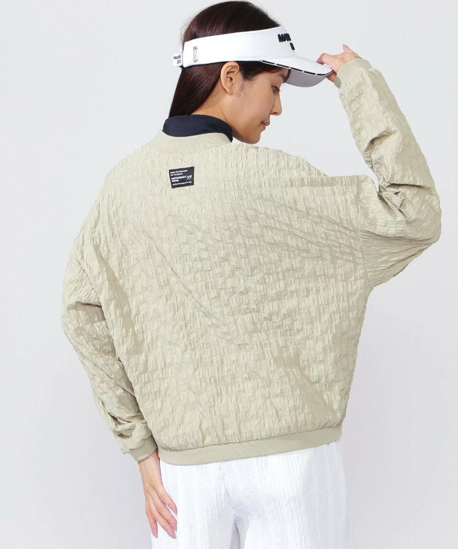 未使用 タグ付き 格子柄 リブ襟 ダブルジップブルゾン ジャケット０S ベージュ