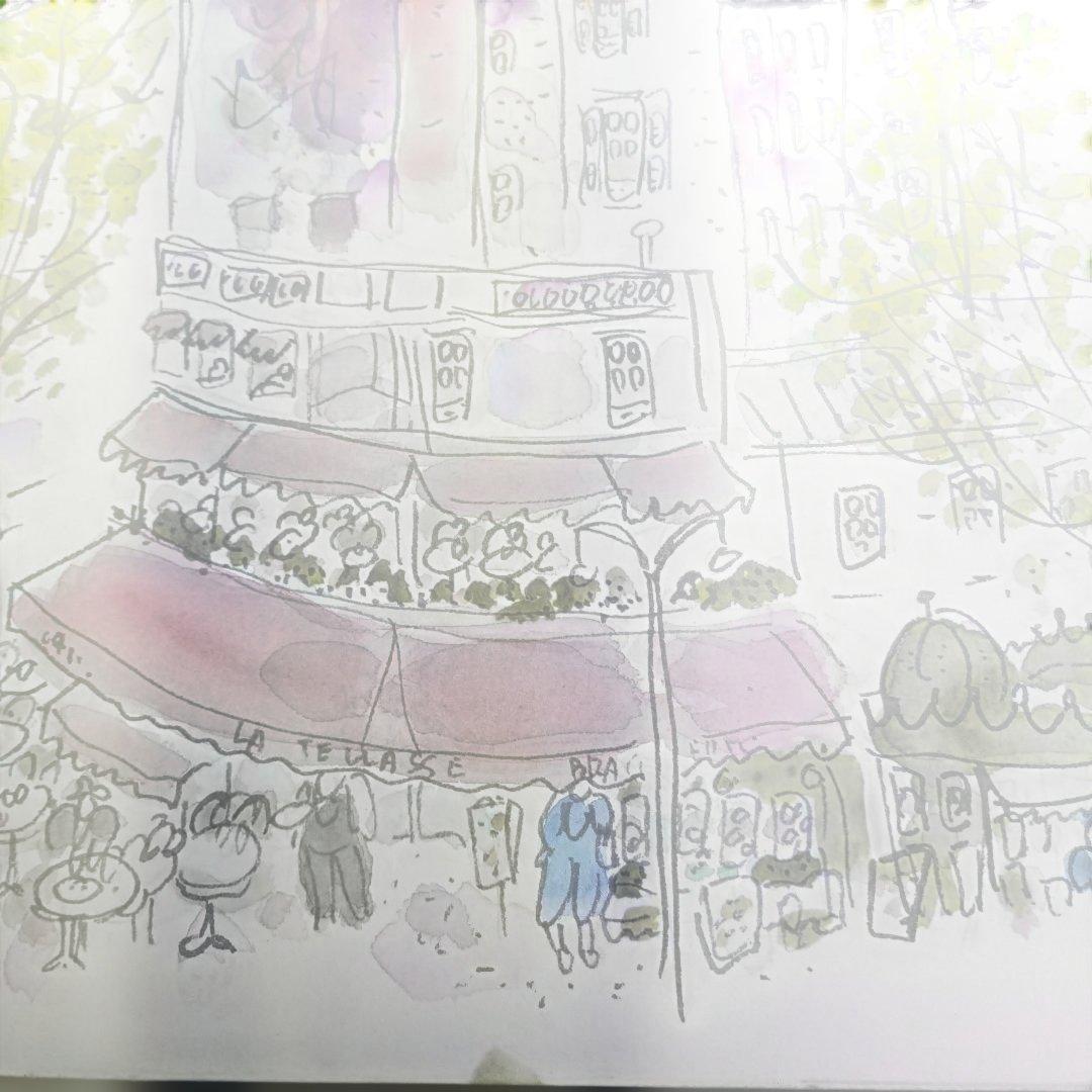 7777)水彩画　藤森悠二（ふじもりゆうじ）の「エッフェル塔」